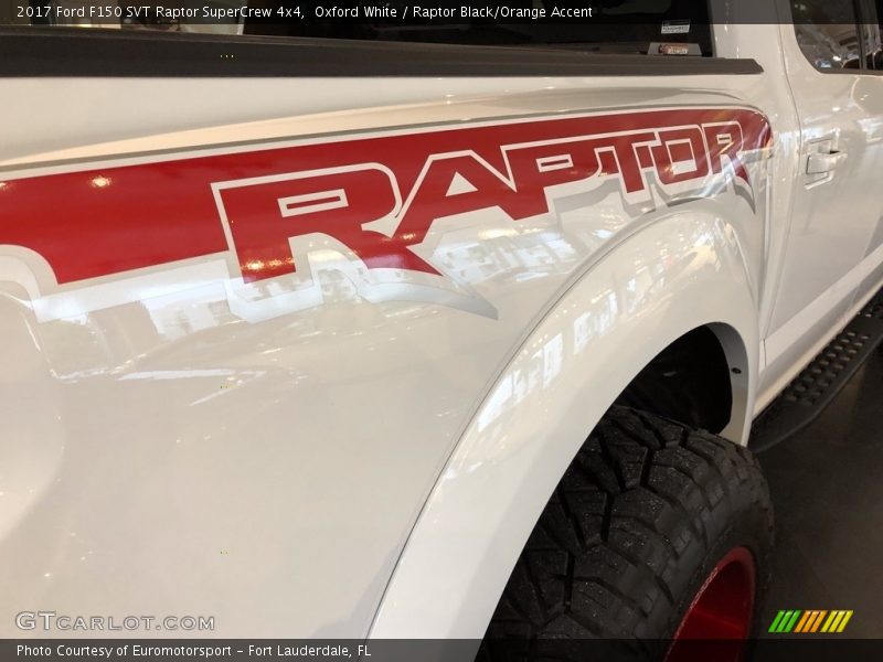 Oxford White / Raptor Black/Orange Accent 2017 Ford F150 SVT Raptor SuperCrew 4x4