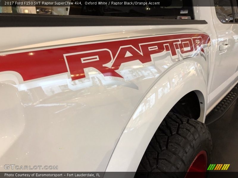 Oxford White / Raptor Black/Orange Accent 2017 Ford F150 SVT Raptor SuperCrew 4x4