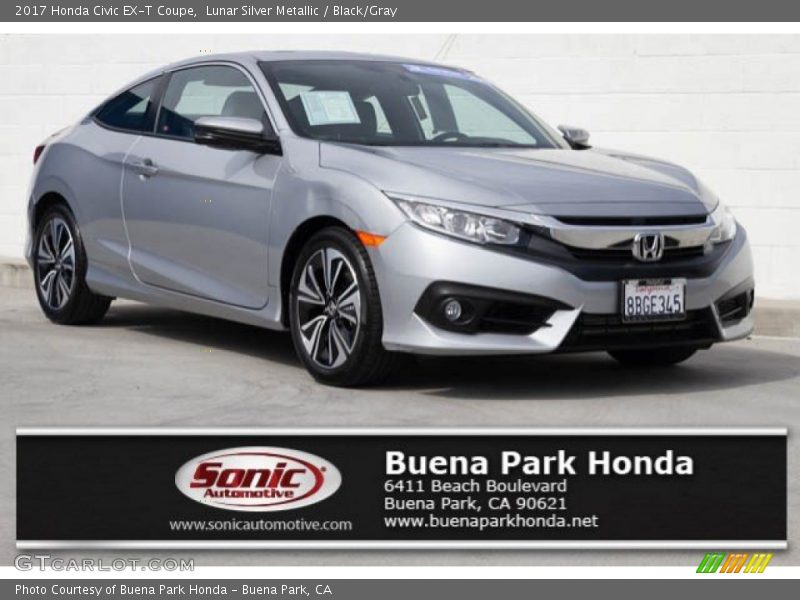 Lunar Silver Metallic / Black/Gray 2017 Honda Civic EX-T Coupe