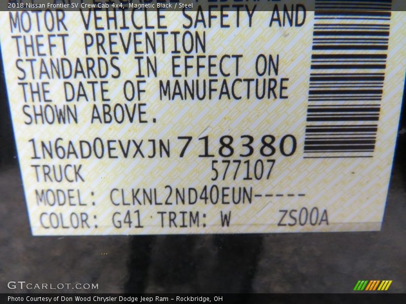 Magnetic Black / Steel 2018 Nissan Frontier SV Crew Cab 4x4