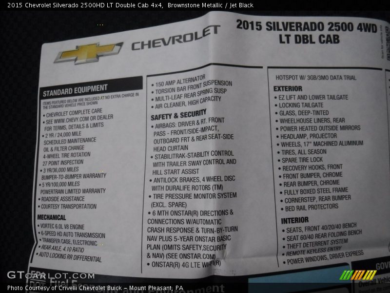 Brownstone Metallic / Jet Black 2015 Chevrolet Silverado 2500HD LT Double Cab 4x4