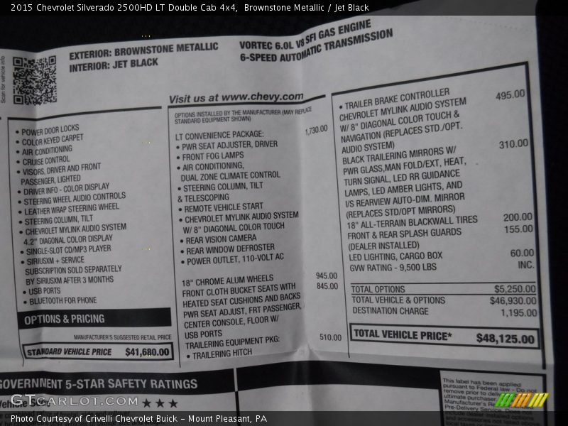 Brownstone Metallic / Jet Black 2015 Chevrolet Silverado 2500HD LT Double Cab 4x4