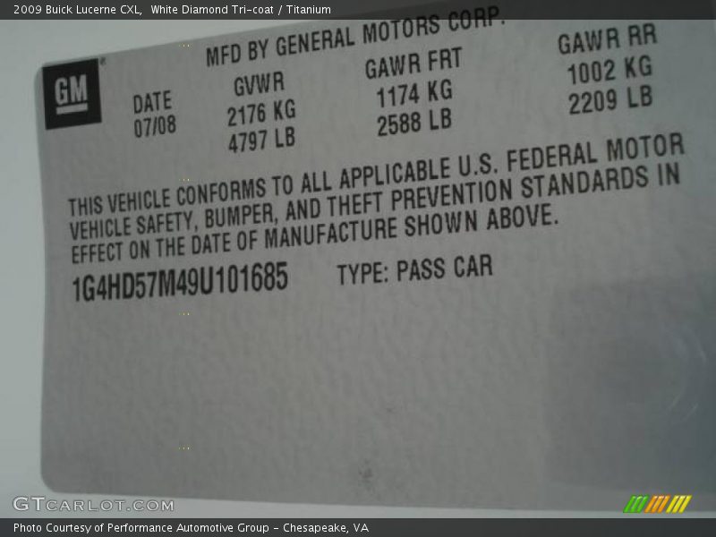 White Diamond Tri-coat / Titanium 2009 Buick Lucerne CXL