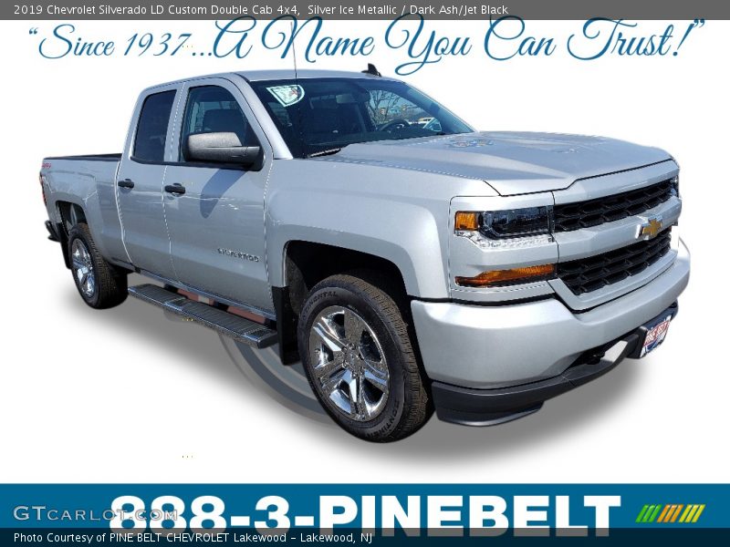 Silver Ice Metallic / Dark Ash/Jet Black 2019 Chevrolet Silverado LD Custom Double Cab 4x4
