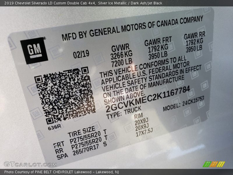 Silver Ice Metallic / Dark Ash/Jet Black 2019 Chevrolet Silverado LD Custom Double Cab 4x4