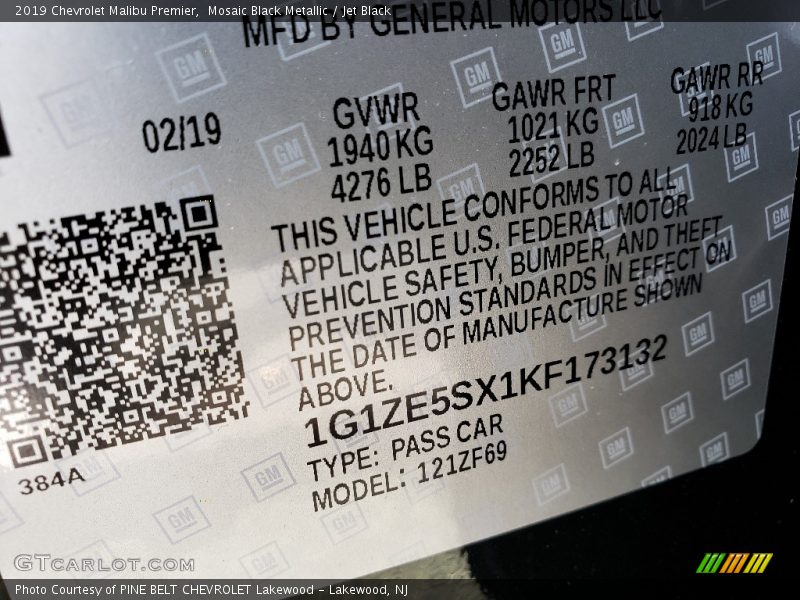 Mosaic Black Metallic / Jet Black 2019 Chevrolet Malibu Premier