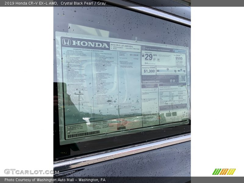 Crystal Black Pearl / Gray 2019 Honda CR-V EX-L AWD