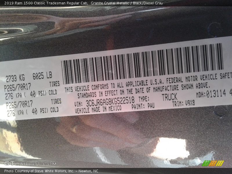 Granite Crystal Metallic / Black/Diesel Gray 2019 Ram 1500 Classic Tradesman Regular Cab