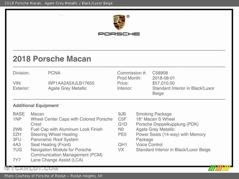 Agate Grey Metallic / Black/Luxor Beige 2018 Porsche Macan