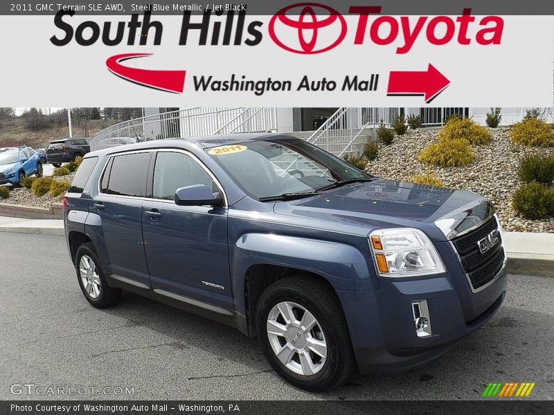 Steel Blue Metallic / Jet Black 2011 GMC Terrain SLE AWD