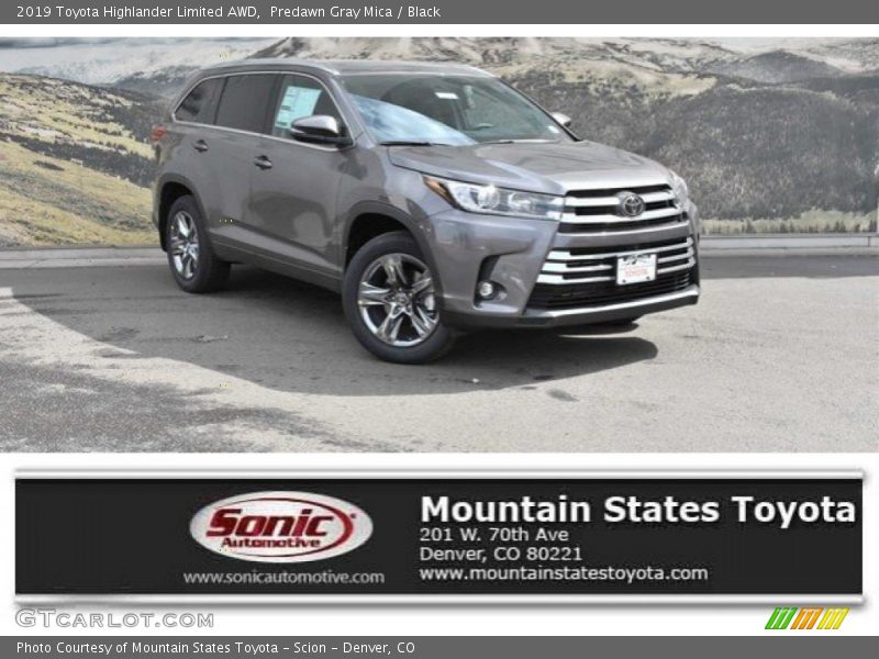 Predawn Gray Mica / Black 2019 Toyota Highlander Limited AWD