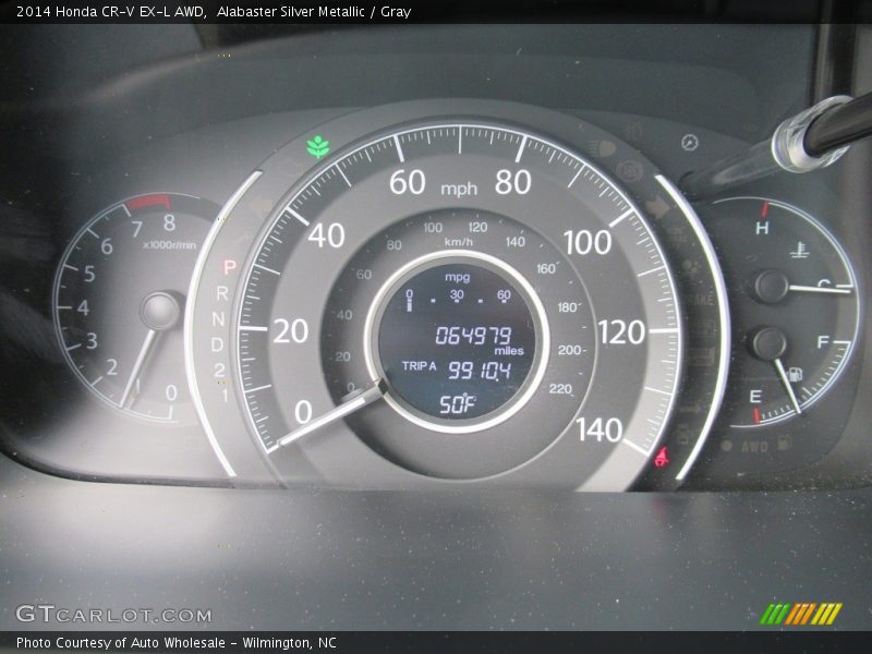 Alabaster Silver Metallic / Gray 2014 Honda CR-V EX-L AWD