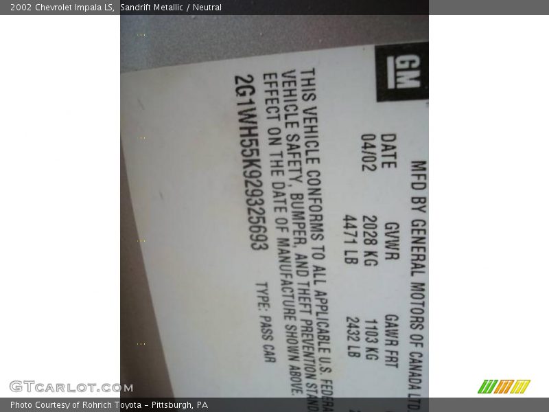 Sandrift Metallic / Neutral 2002 Chevrolet Impala LS