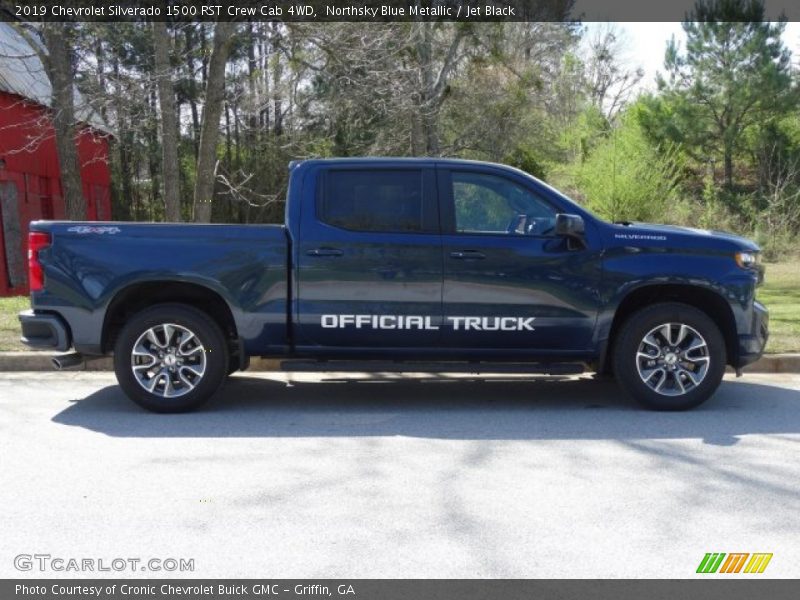 Northsky Blue Metallic / Jet Black 2019 Chevrolet Silverado 1500 RST Crew Cab 4WD