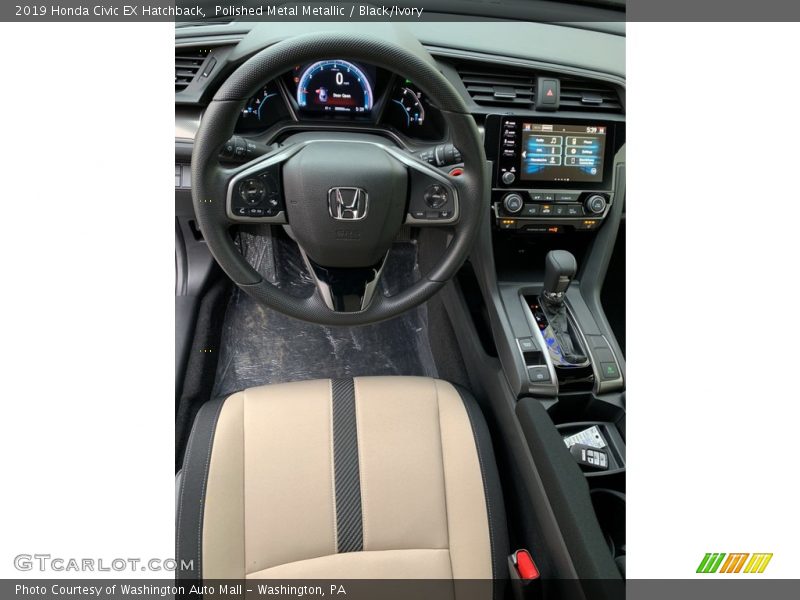 Polished Metal Metallic / Black/Ivory 2019 Honda Civic EX Hatchback