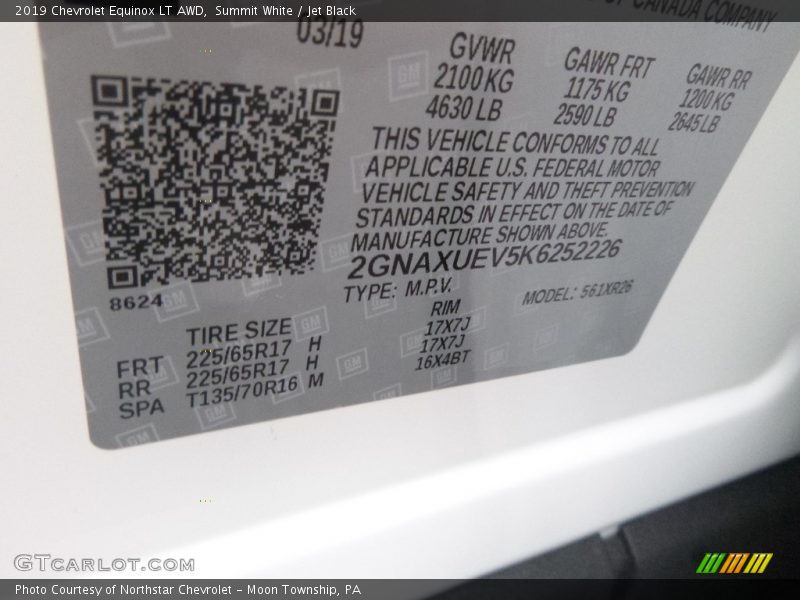Summit White / Jet Black 2019 Chevrolet Equinox LT AWD