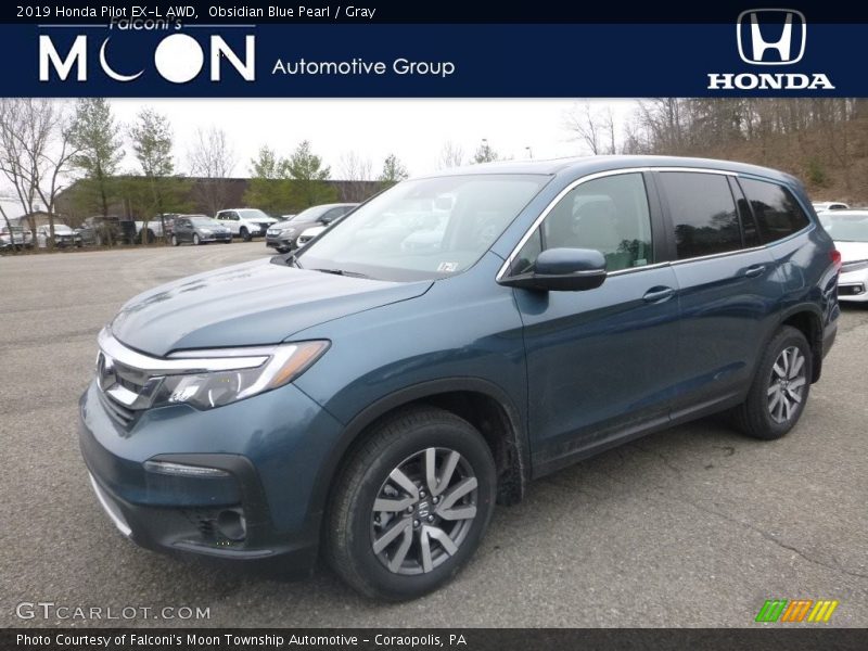 Obsidian Blue Pearl / Gray 2019 Honda Pilot EX-L AWD