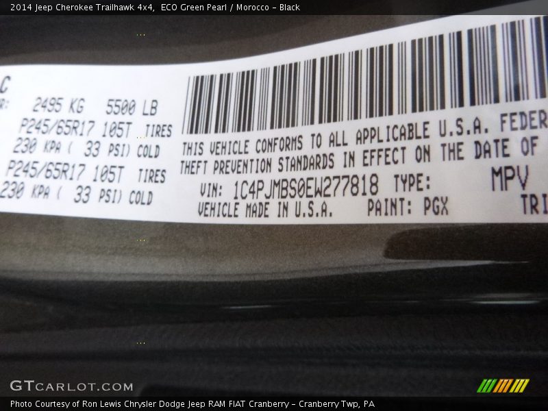 ECO Green Pearl / Morocco - Black 2014 Jeep Cherokee Trailhawk 4x4