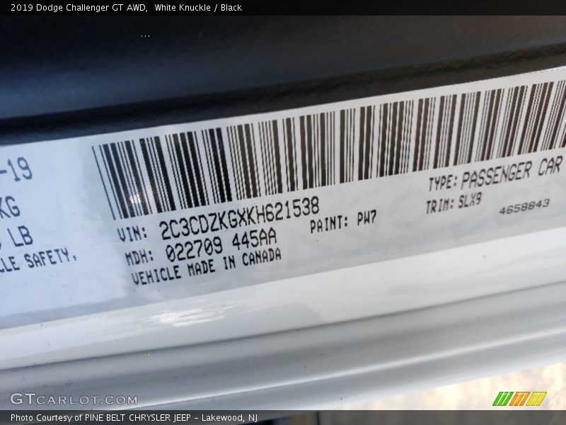 White Knuckle / Black 2019 Dodge Challenger GT AWD