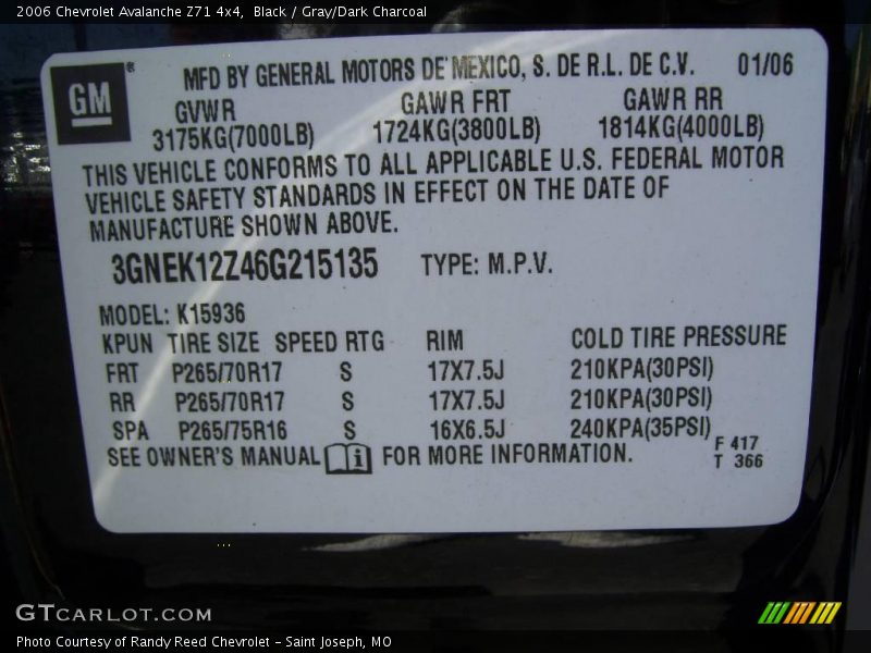 Black / Gray/Dark Charcoal 2006 Chevrolet Avalanche Z71 4x4