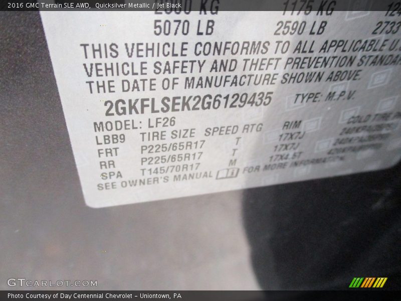 Quicksilver Metallic / Jet Black 2016 GMC Terrain SLE AWD