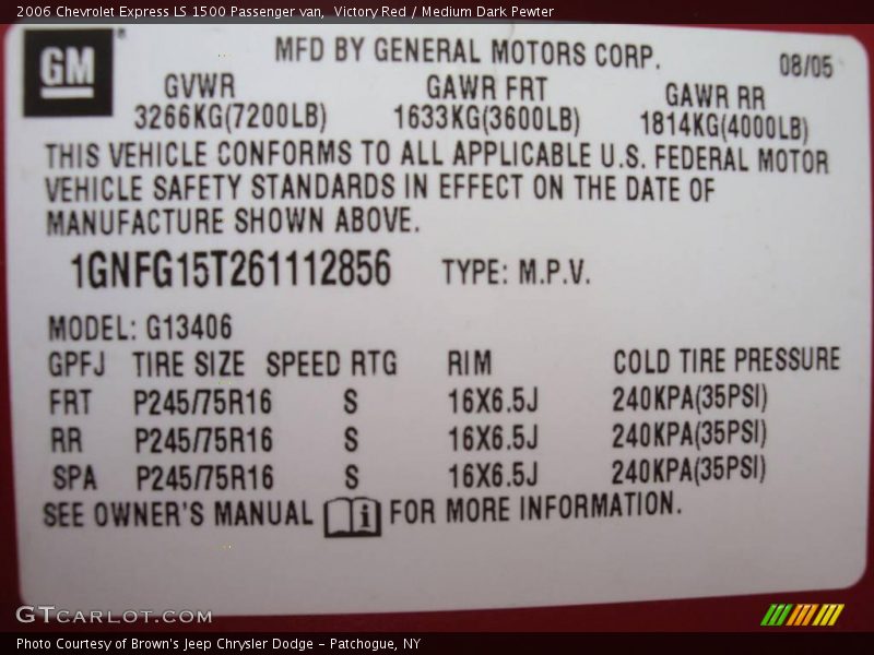 Victory Red / Medium Dark Pewter 2006 Chevrolet Express LS 1500 Passenger van