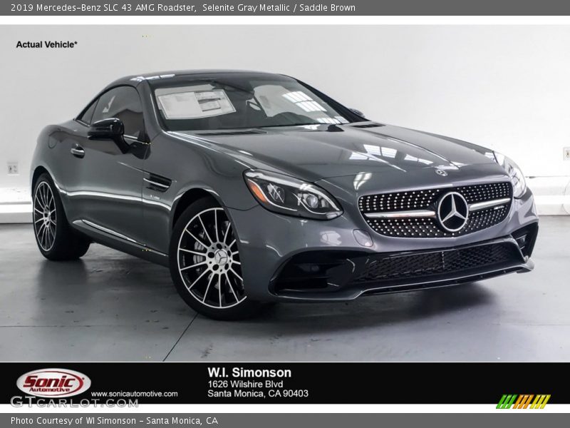 Selenite Gray Metallic / Saddle Brown 2019 Mercedes-Benz SLC 43 AMG Roadster