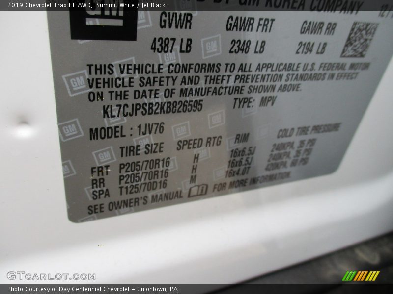 Summit White / Jet Black 2019 Chevrolet Trax LT AWD