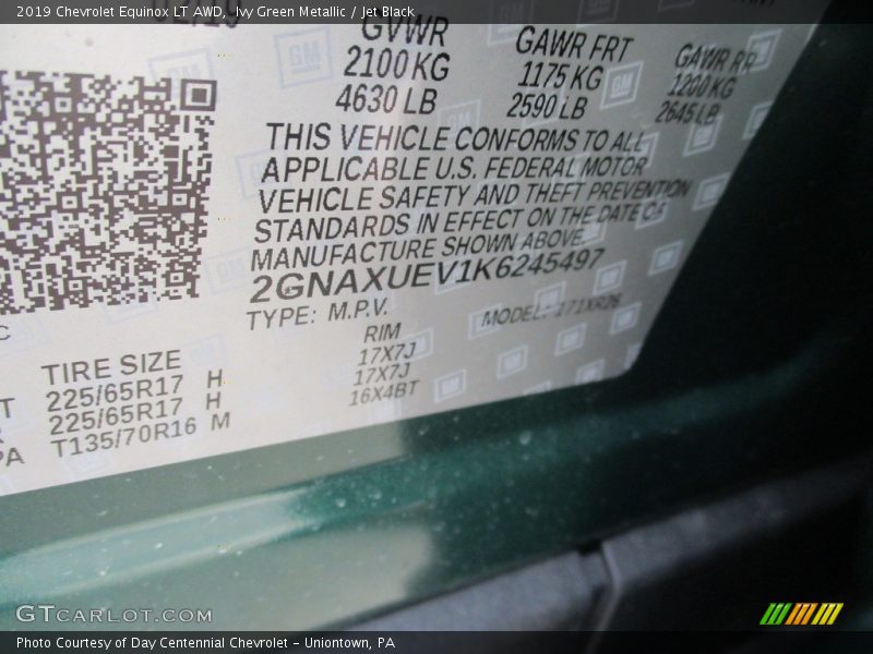 Ivy Green Metallic / Jet Black 2019 Chevrolet Equinox LT AWD