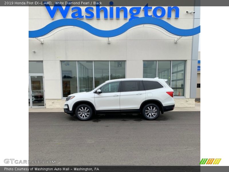 White Diamond Pearl / Black 2019 Honda Pilot EX-L AWD