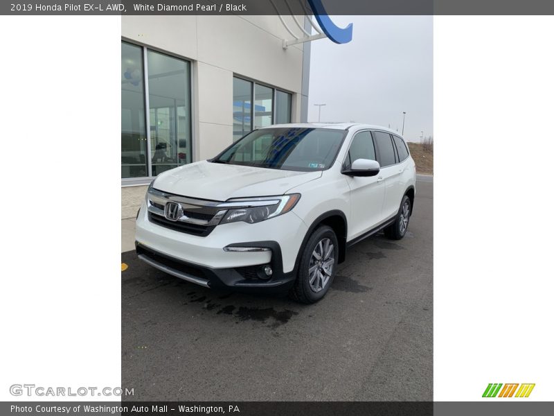 White Diamond Pearl / Black 2019 Honda Pilot EX-L AWD