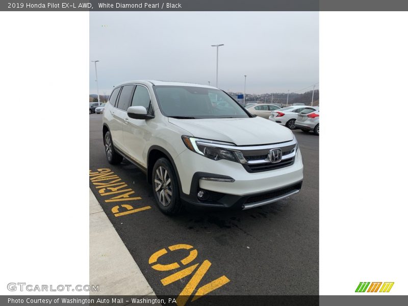 White Diamond Pearl / Black 2019 Honda Pilot EX-L AWD