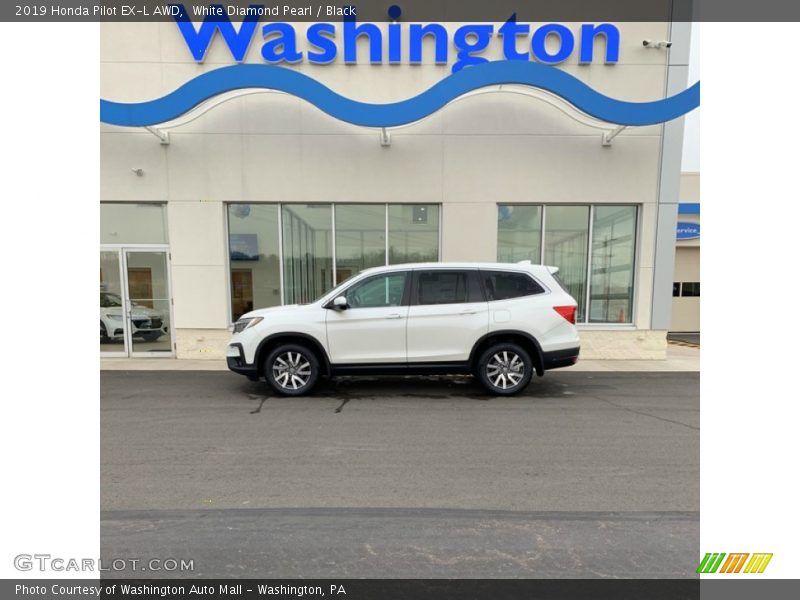 White Diamond Pearl / Black 2019 Honda Pilot EX-L AWD