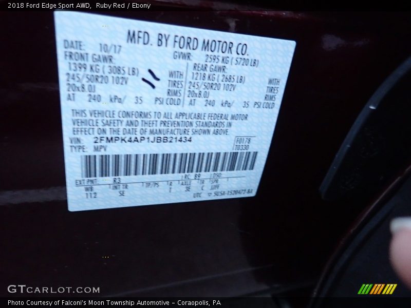 Ruby Red / Ebony 2018 Ford Edge Sport AWD