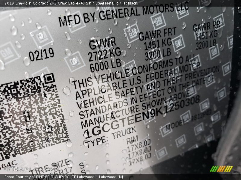 Satin Steel Metallic / Jet Black 2019 Chevrolet Colorado ZR2 Crew Cab 4x4