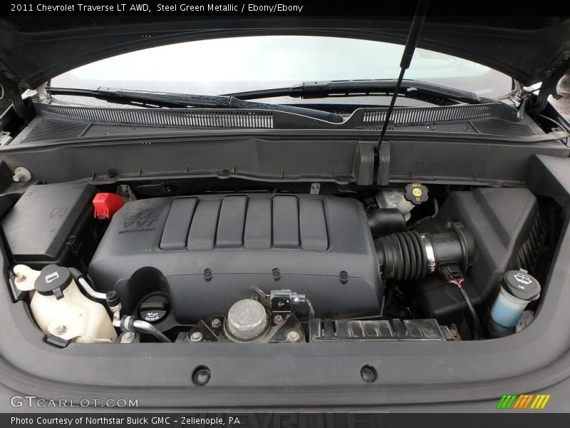 Steel Green Metallic / Ebony/Ebony 2011 Chevrolet Traverse LT AWD