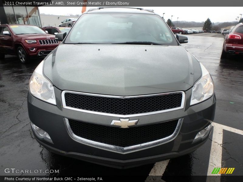 Steel Green Metallic / Ebony/Ebony 2011 Chevrolet Traverse LT AWD