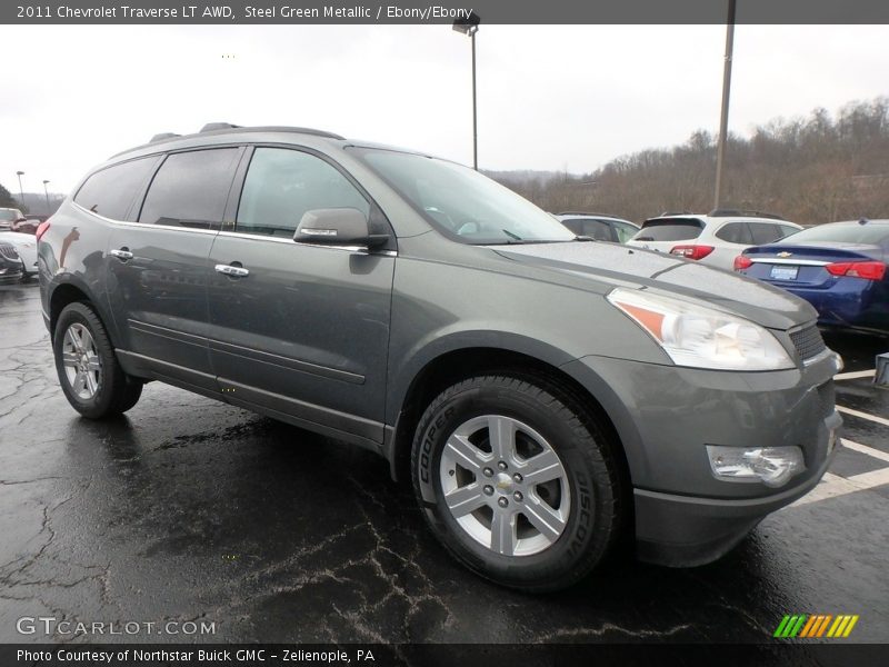 Steel Green Metallic / Ebony/Ebony 2011 Chevrolet Traverse LT AWD