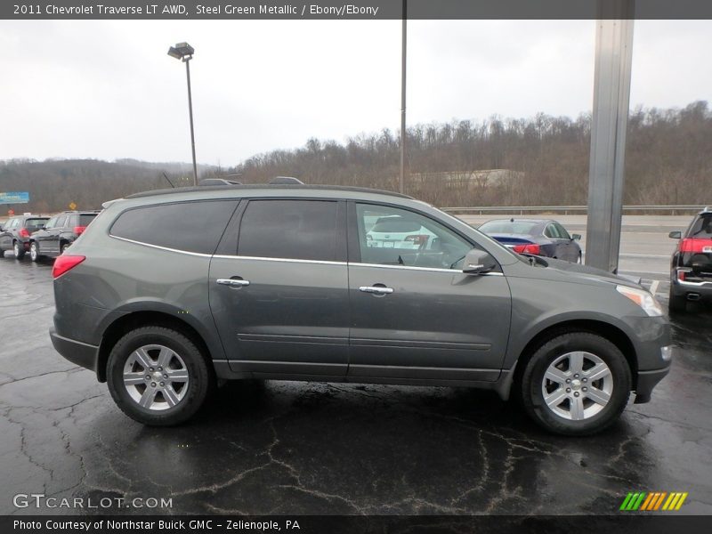 Steel Green Metallic / Ebony/Ebony 2011 Chevrolet Traverse LT AWD