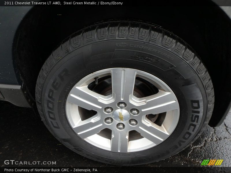Steel Green Metallic / Ebony/Ebony 2011 Chevrolet Traverse LT AWD