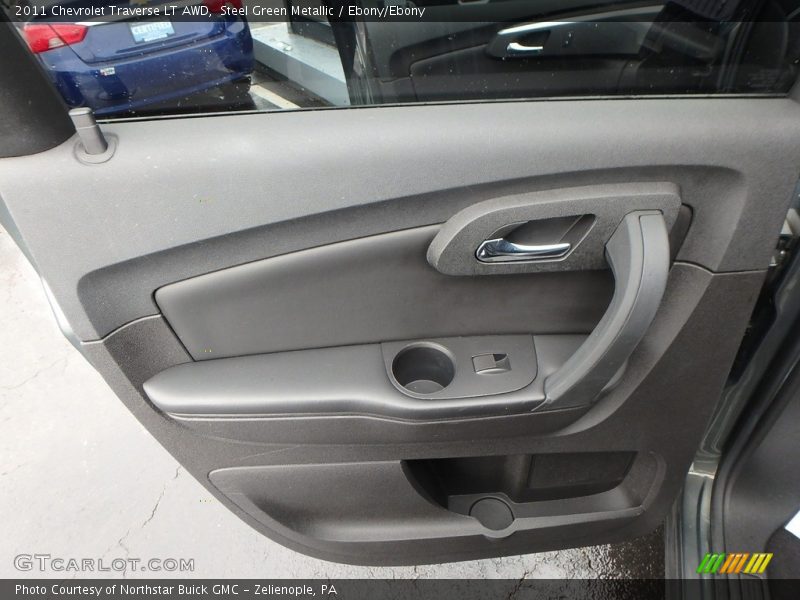 Steel Green Metallic / Ebony/Ebony 2011 Chevrolet Traverse LT AWD