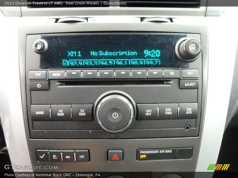 Steel Green Metallic / Ebony/Ebony 2011 Chevrolet Traverse LT AWD