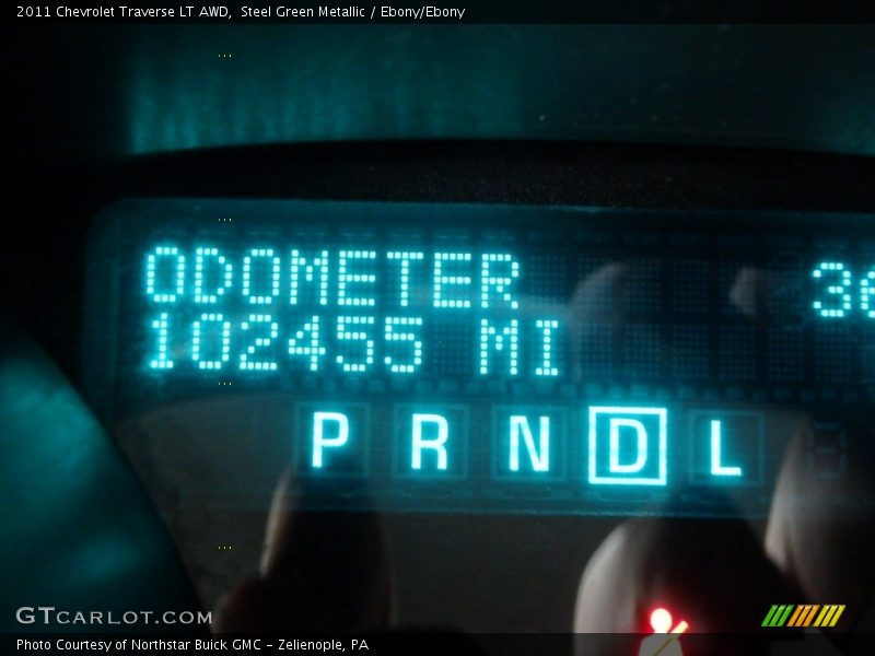 Steel Green Metallic / Ebony/Ebony 2011 Chevrolet Traverse LT AWD