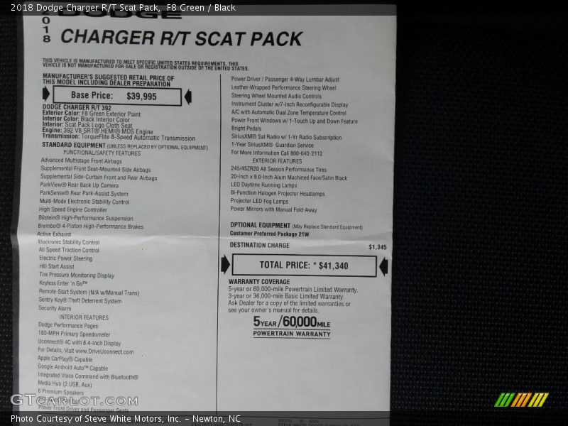 F8 Green / Black 2018 Dodge Charger R/T Scat Pack