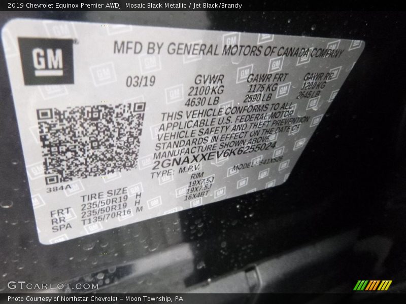 Mosaic Black Metallic / Jet Black/Brandy 2019 Chevrolet Equinox Premier AWD