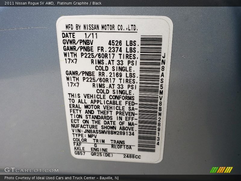 Platinum Graphite / Black 2011 Nissan Rogue SV AWD