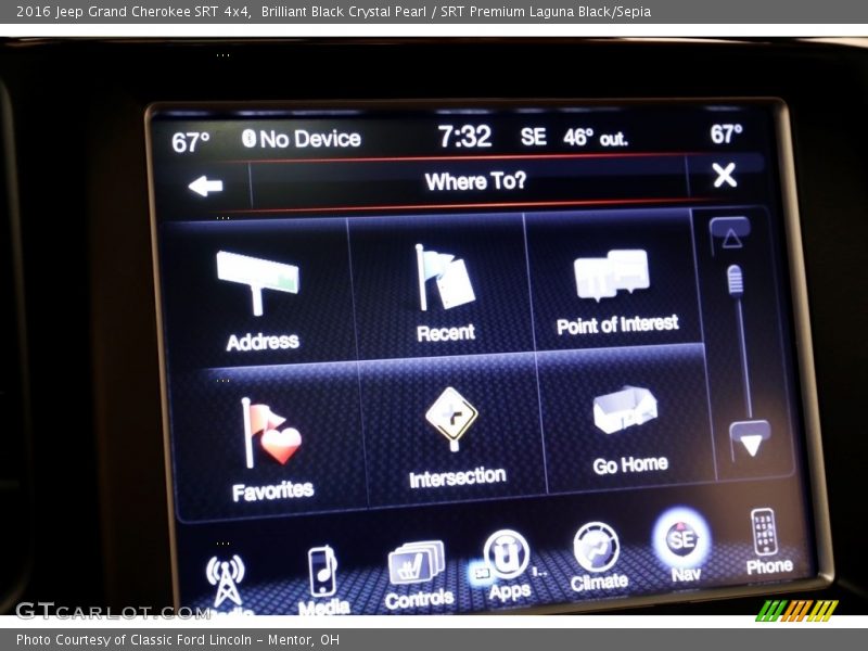 Brilliant Black Crystal Pearl / SRT Premium Laguna Black/Sepia 2016 Jeep Grand Cherokee SRT 4x4