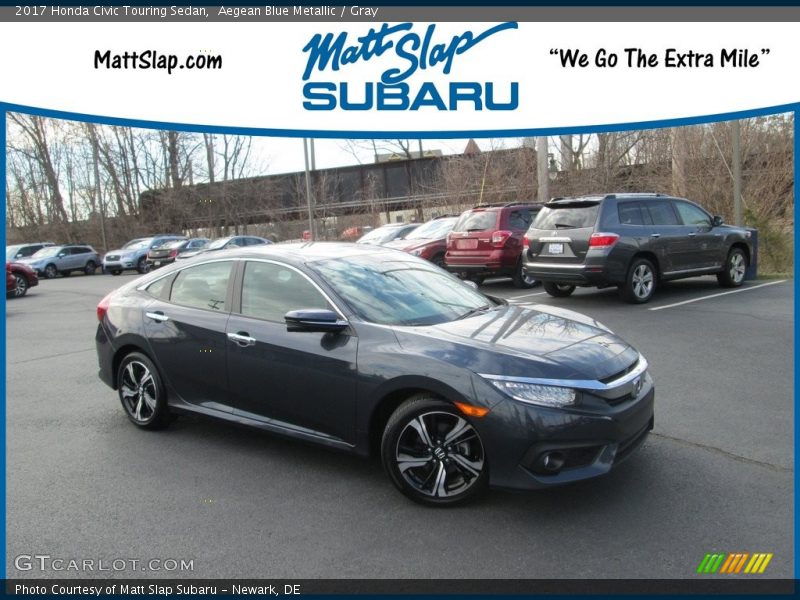 Aegean Blue Metallic / Gray 2017 Honda Civic Touring Sedan