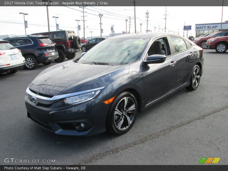 Aegean Blue Metallic / Gray 2017 Honda Civic Touring Sedan