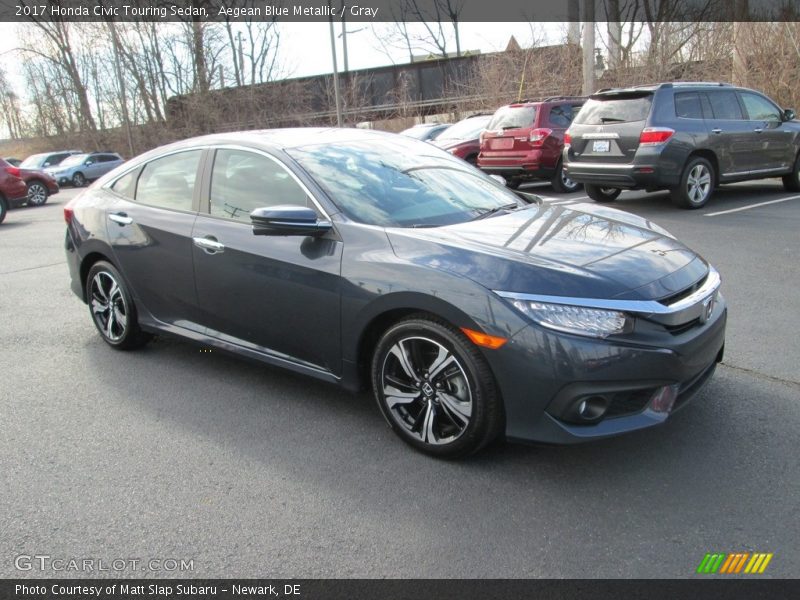 Aegean Blue Metallic / Gray 2017 Honda Civic Touring Sedan